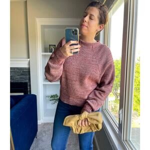 Free People Too Good Chunky Knit Pullover Sweater Heather Red Cropped Cozy Crop